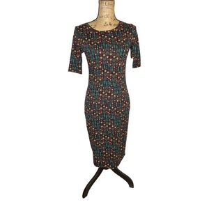 Women's Lularoe Julia Dress Size XS Multicolor Knee Length Stretch‎ (1042)